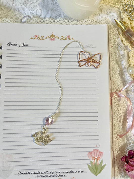 Colgante marcapáginas con forma de Moño Rosado