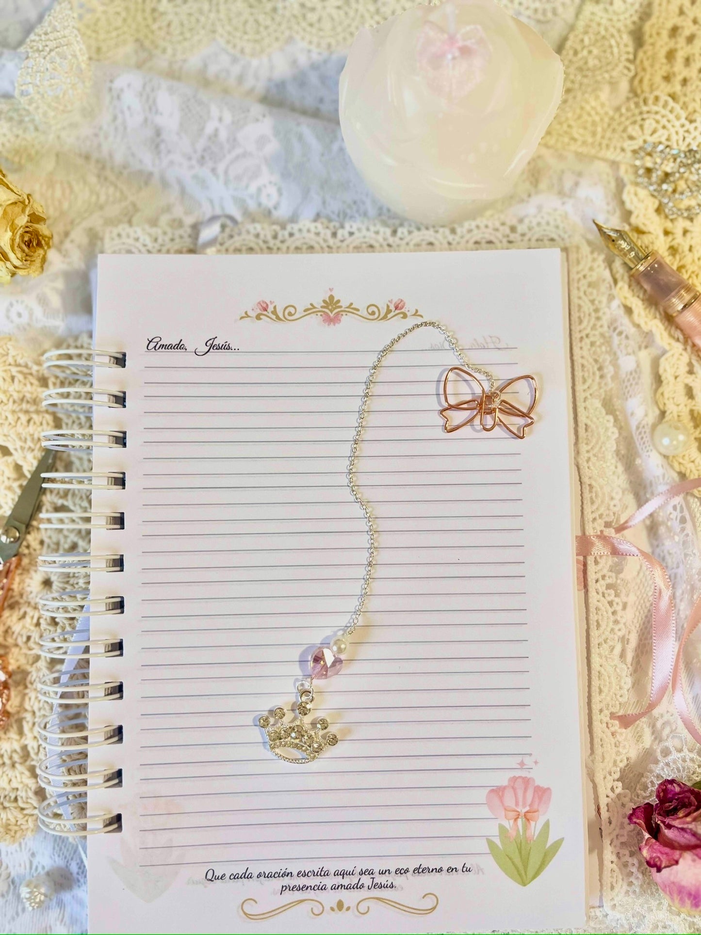 Colgante marcapáginas con forma de Moño Rosado