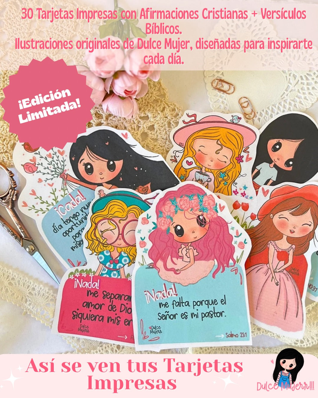 30 Afirmaciones para el Corazón/Tarjetas Impresas + Stand | (Edición Dulce Mujer)