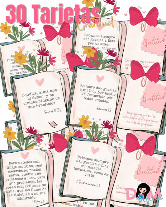 30 Tarjetas de ¡Gratitud! en forma de libro