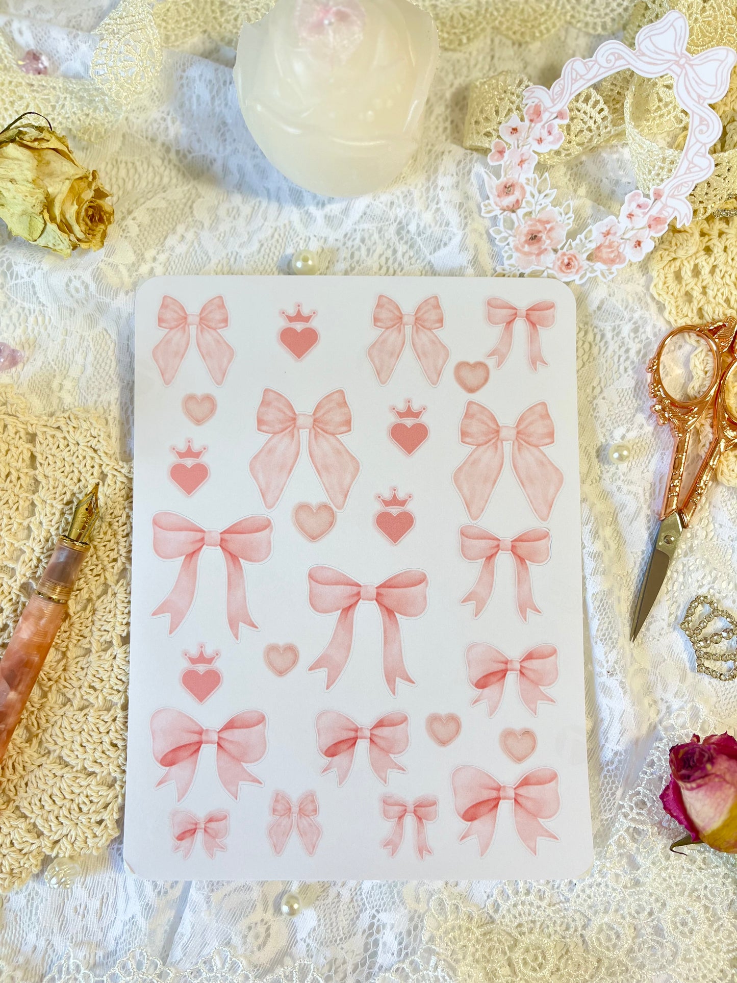 Set de Hoja de pegatinas de Moños, Rosas y Tulipanes(juego de 3)