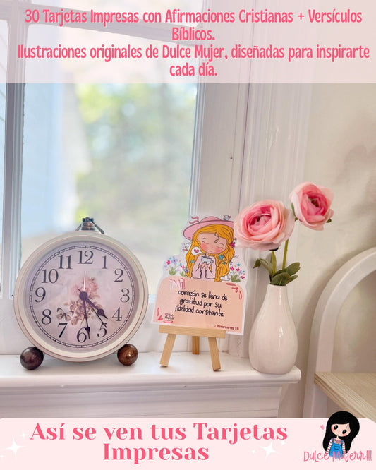 30 Afirmaciones para el Corazón/Tarjetas Impresas + Stand | (Edición Dulce Mujer)