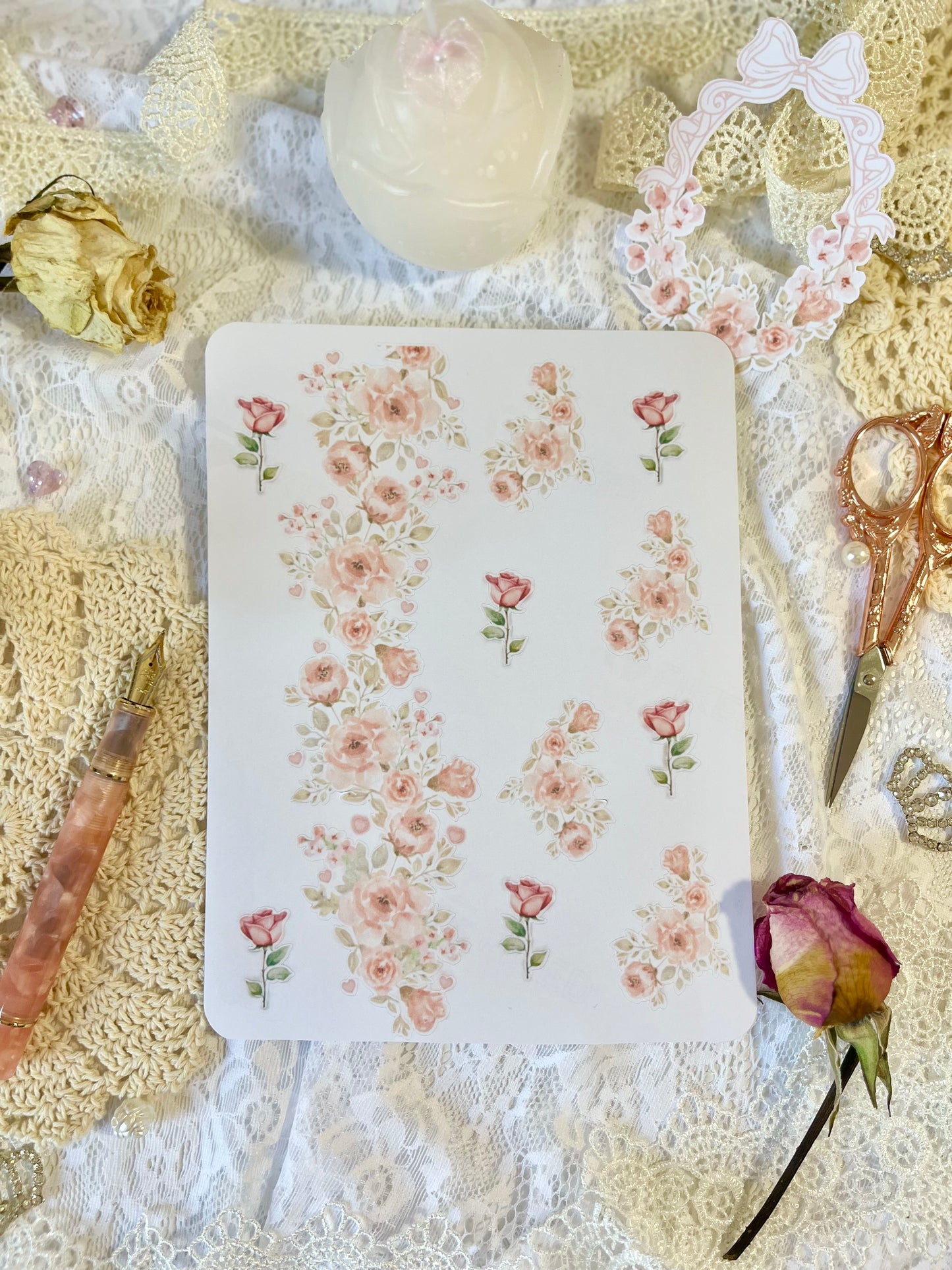 Set de Hoja de pegatinas de Moños, Rosas y Tulipanes(juego de 3)