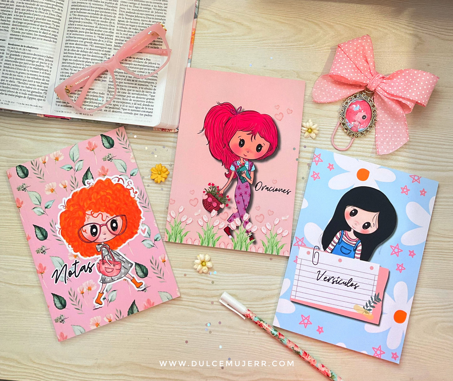 Trio de Libretas de Bolsillo, Oraciones, Notas, Versículos