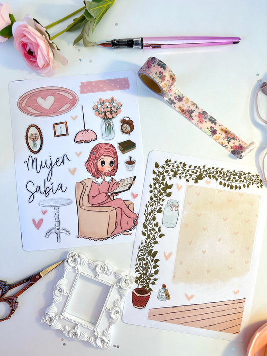 Kit de 4 hojas de Stickers – Mujer Sabia… ¡Tu Palbra! 📖✨