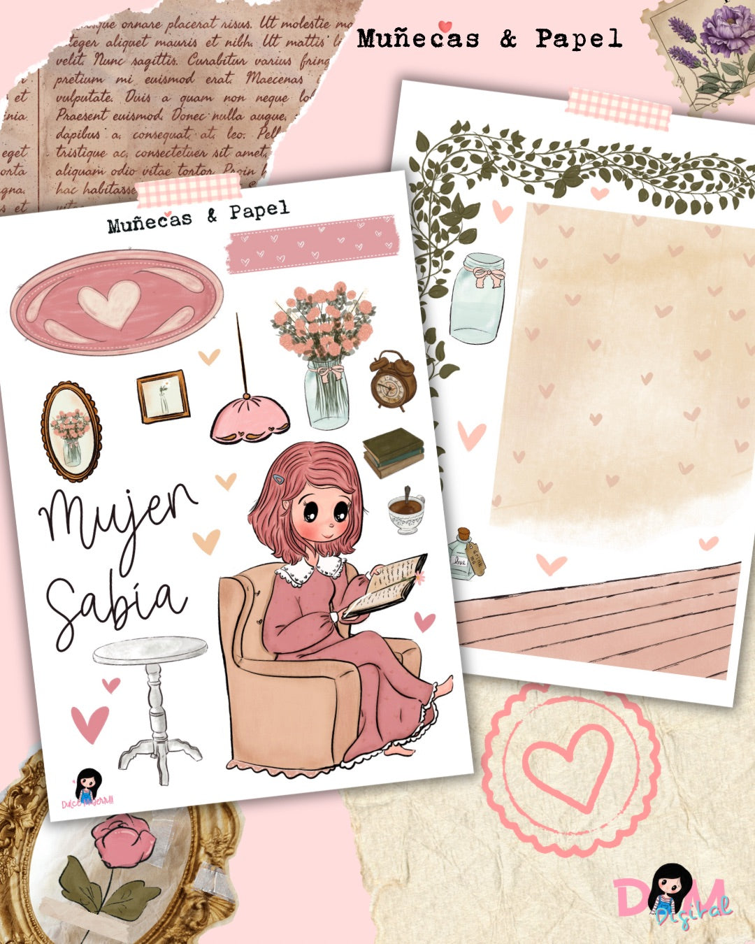 PAQUETE Imprimible 11 hojas de Stickers – Mujer Sabia… ✨